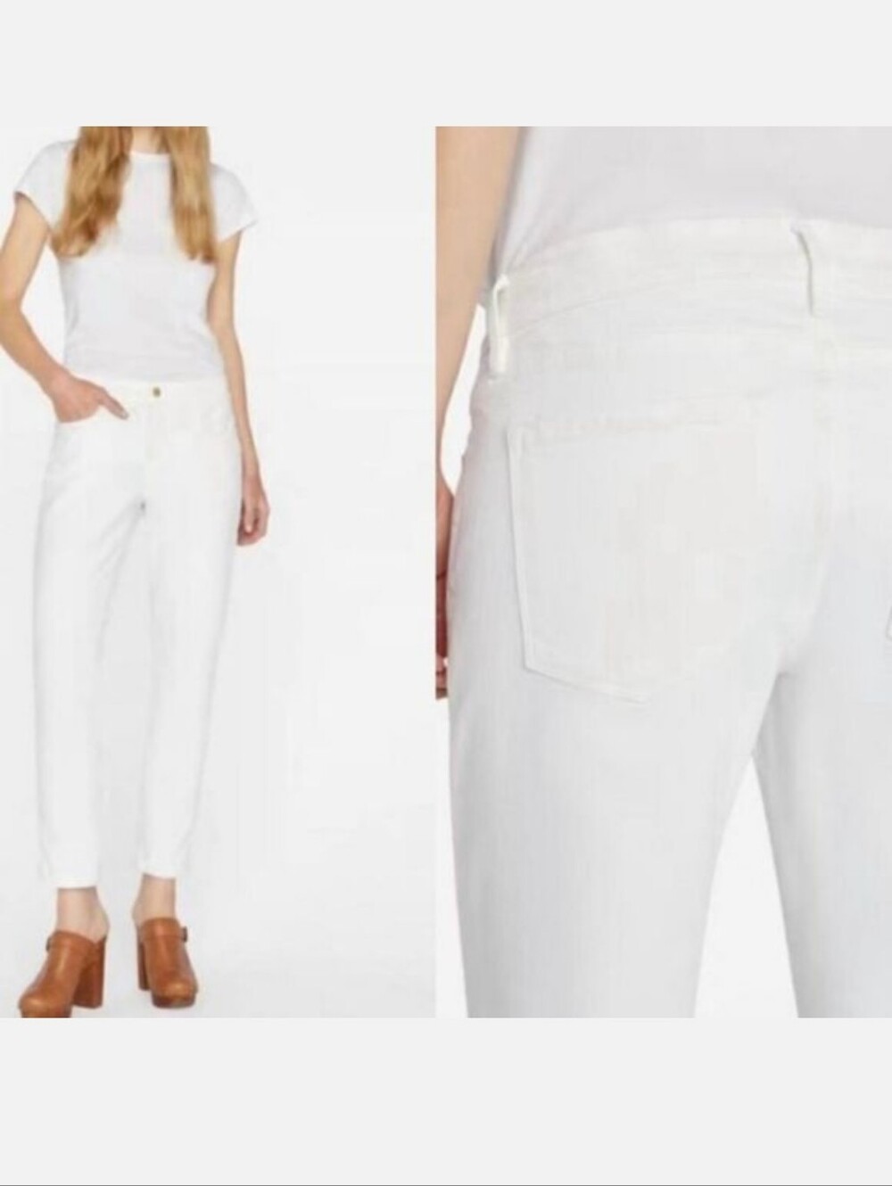 Frame White High-Rise Straight Jeans